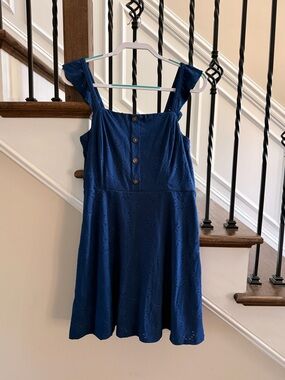 AS U Wish Blue Eyelet Fit & Flare Dress – Size Medium